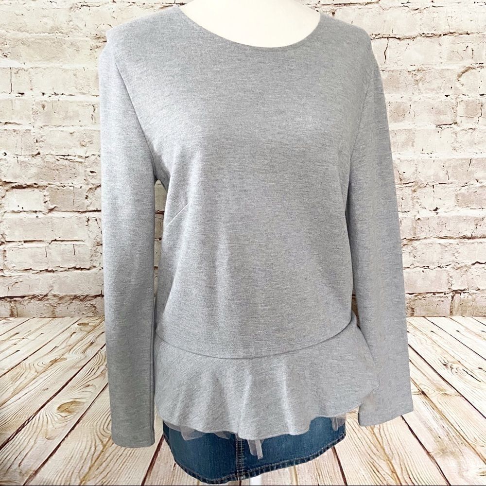 J. Crew tulle hem peplum ponte top